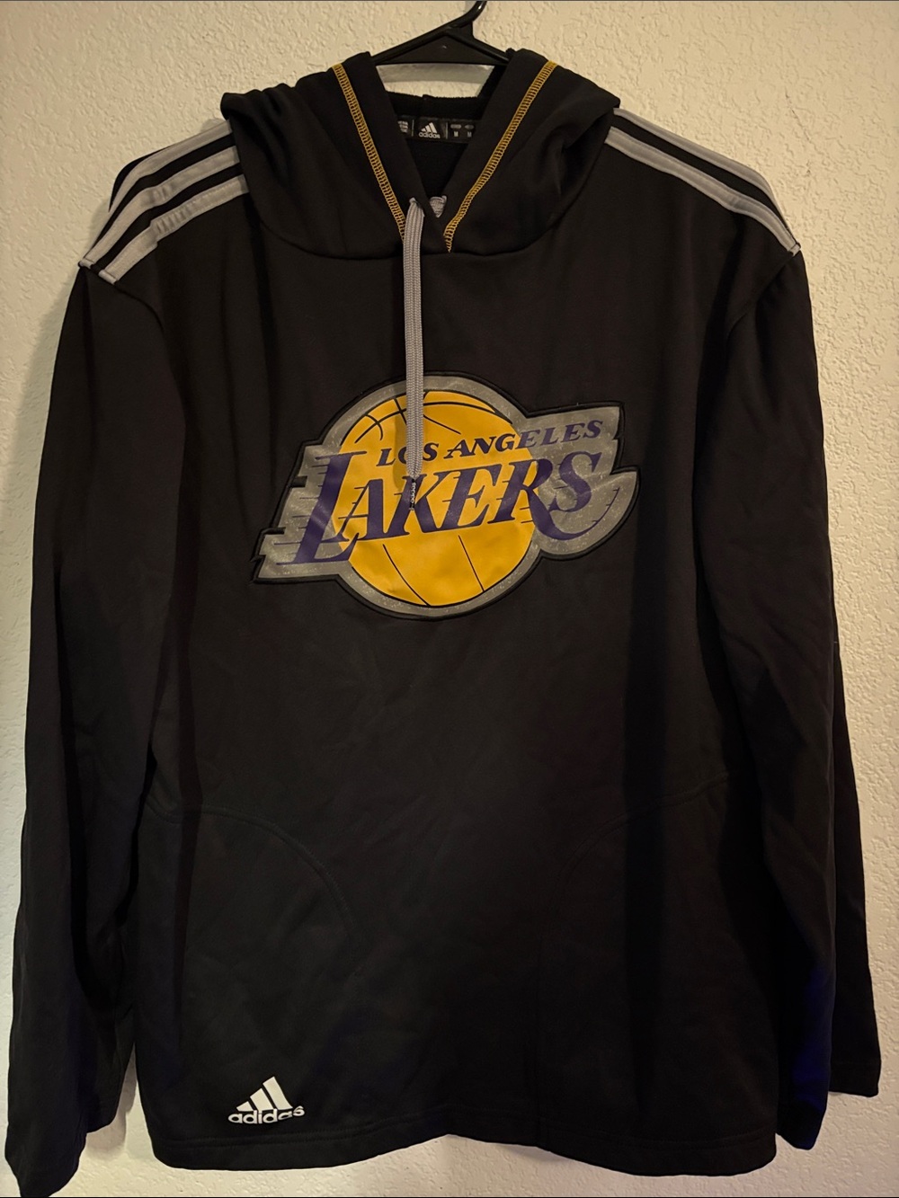 adidas Black Hoodie with Yellow and Purple Lakers Logo